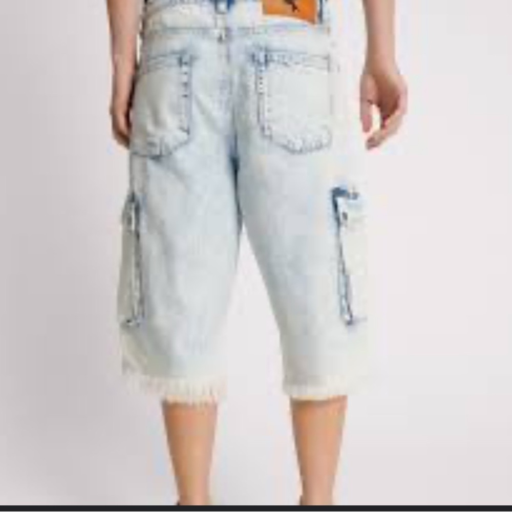 One Teaspoon Distressed Light Blue Cargo Shorts